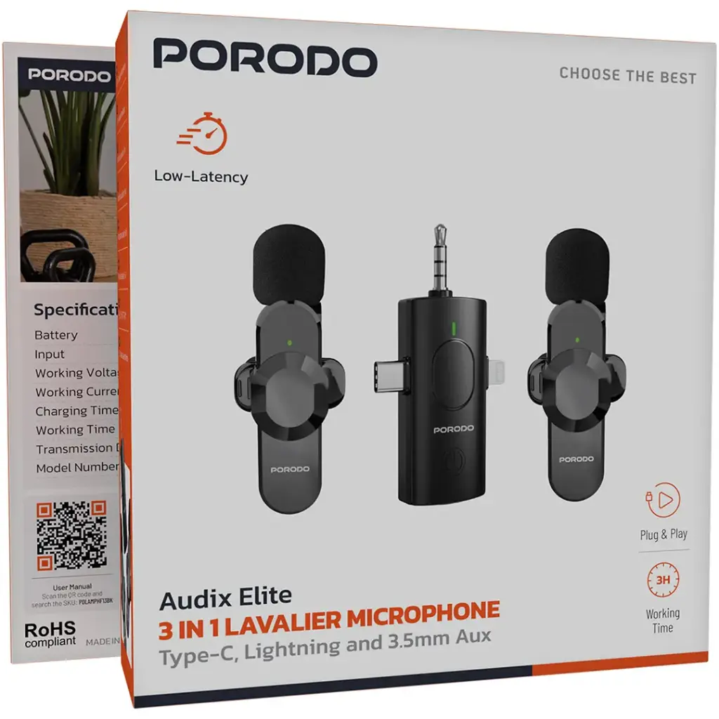 Porodo Audix Elite 3 In 1 Lavalier Microphone 3