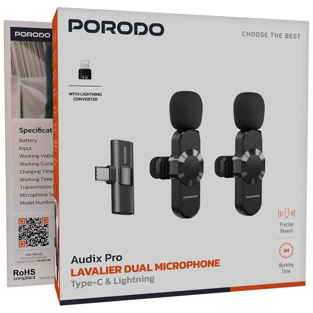 Porodo Audix Pro Lavalier Dual Microphone 3