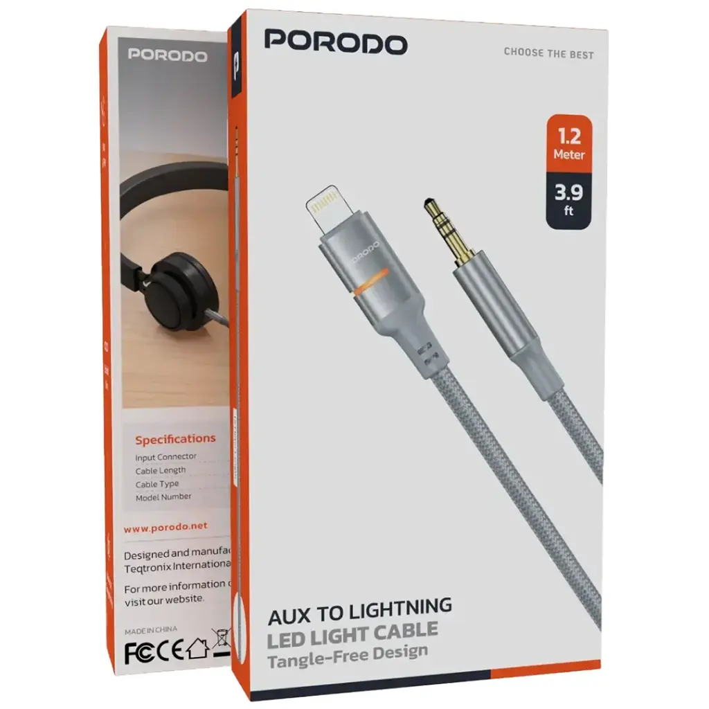Porodo AUX to Lightning LED Cable 3
