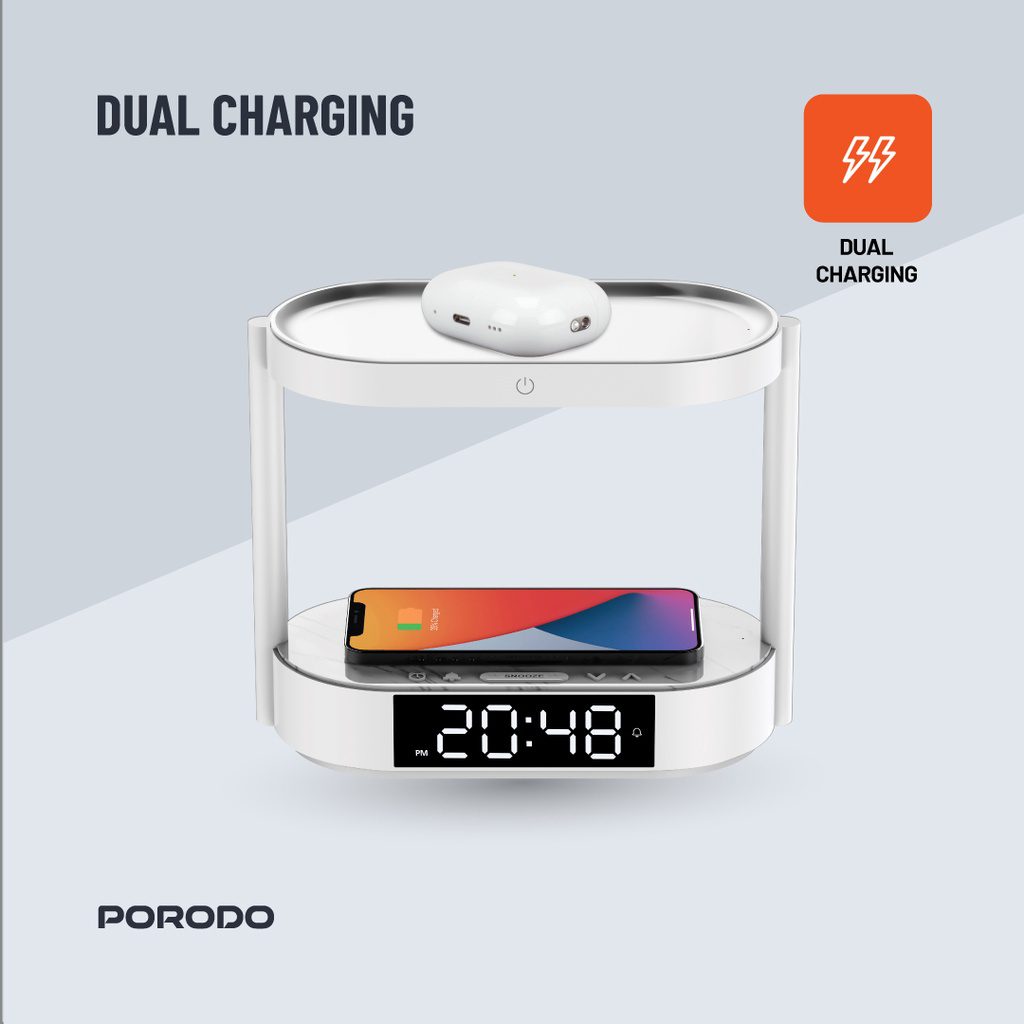 Multifunctional LED Alarm Clock with Wireless Charger and Night Light 3