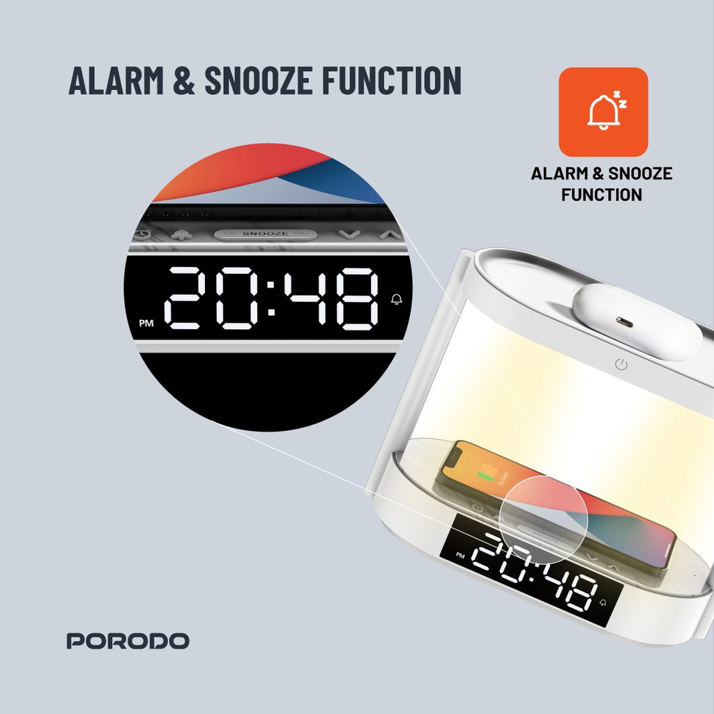 Multifunctional LED Alarm Clock with Wireless Charger and Night Light 4
