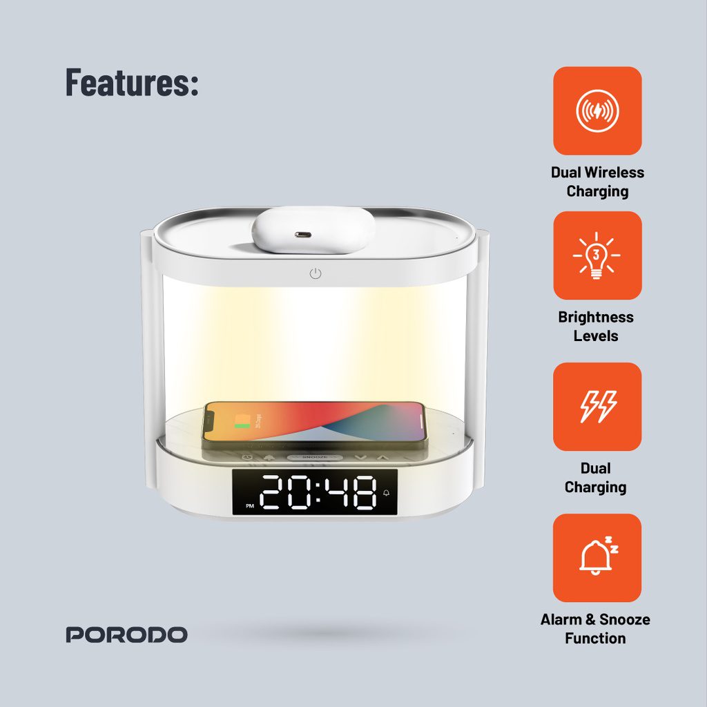 Multifunctional LED Alarm Clock with Wireless Charger and Night Light 5