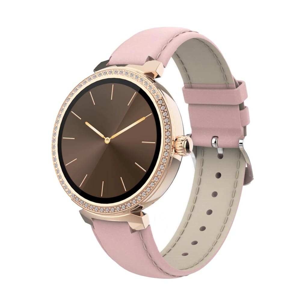 Green Leather Strap Analog Smartwatch 3