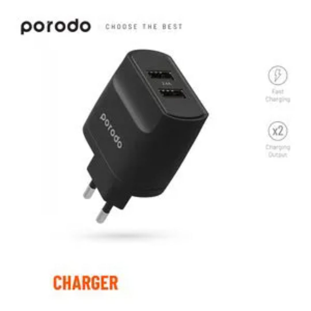 Porodo Dual USB Wall Charger 3