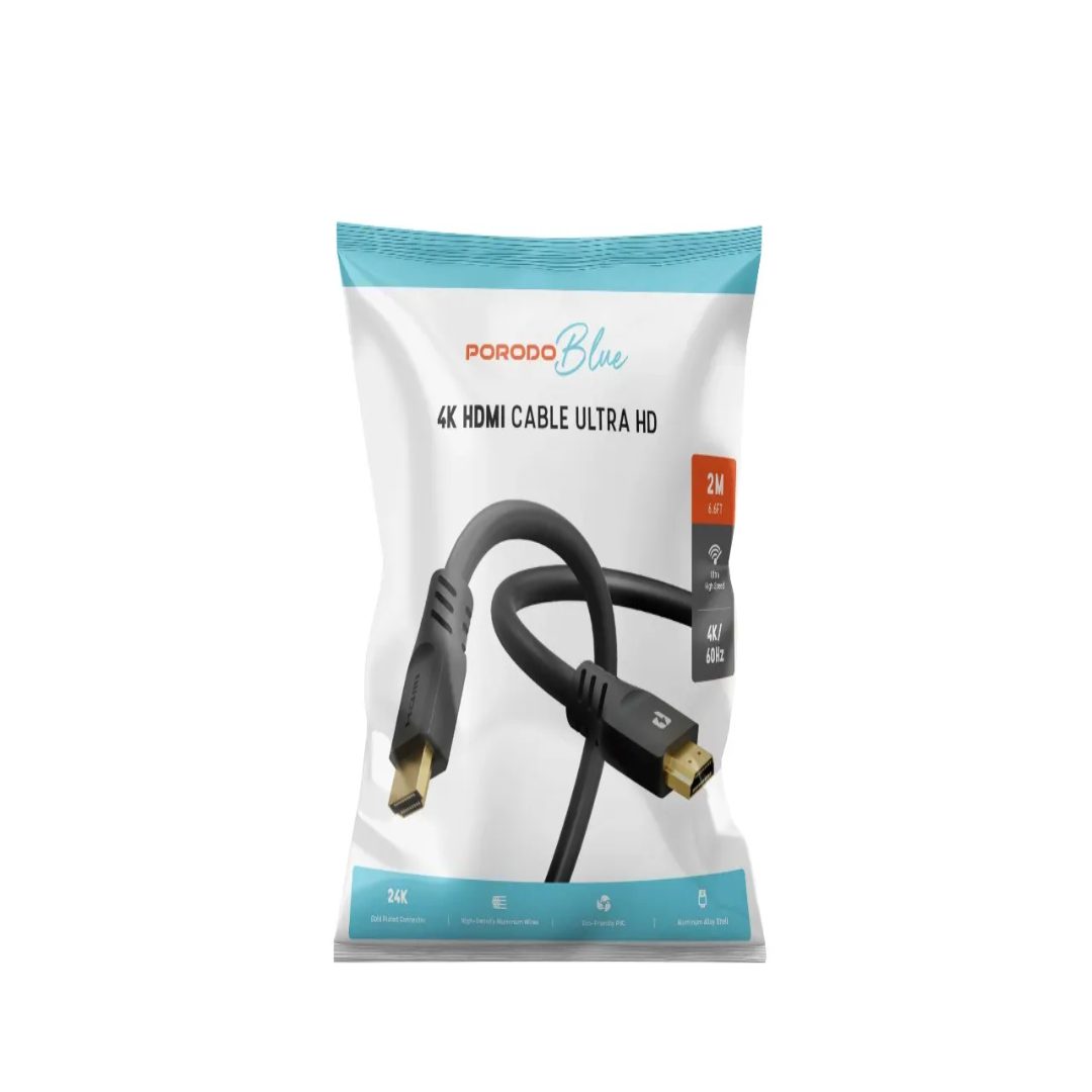 Porodo Blue 4K/60Hz HDMI Cable Ultra HD (2m/6.6ft) 2