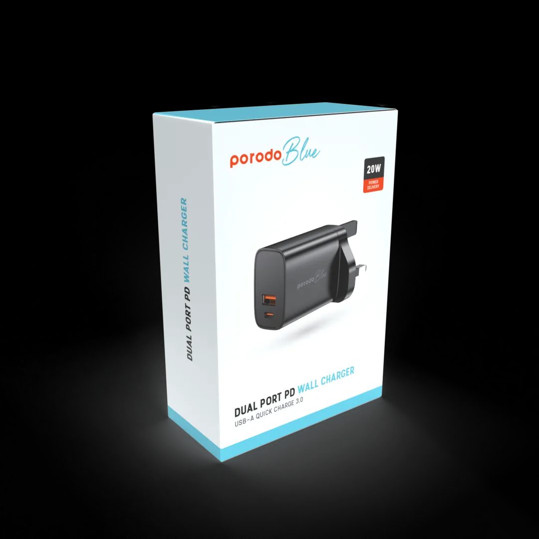 Porodo Blue Dual USB Wall Charger 3
