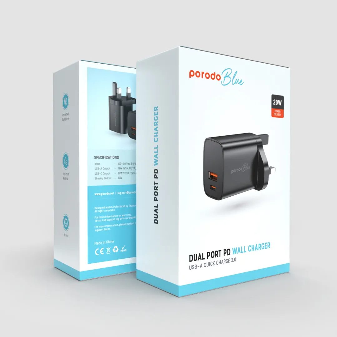 Porodo Blue Dual USB Wall Charger 4