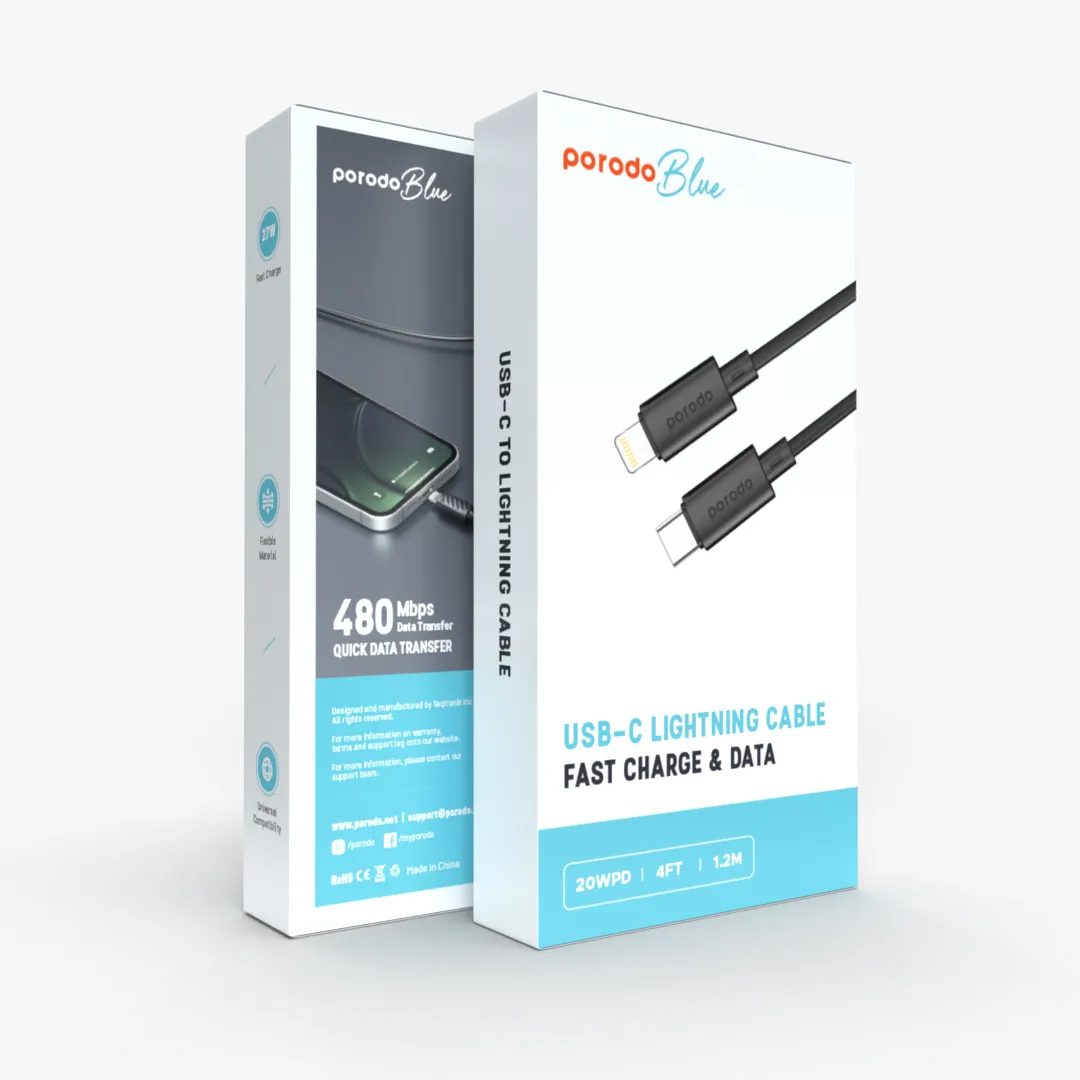 Porodo Blue USB-C to Lightning Data Cable 8