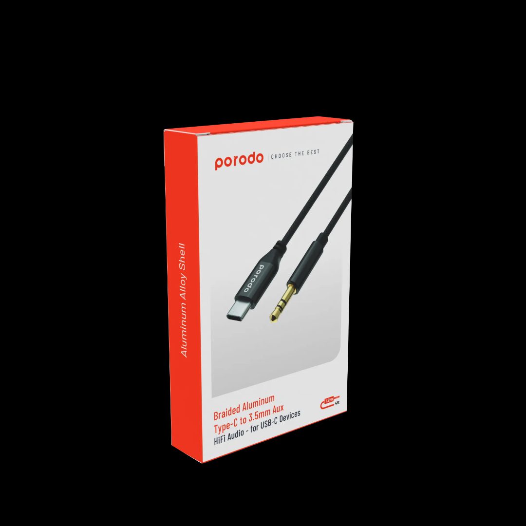 Porodo Braided Aluminum Type-C to 3.5mm Aux Audio Cable 1.2m 5