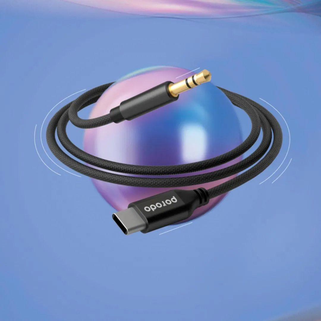 Porodo Braided Aluminum Type-C to 3.5mm Aux Audio Cable 1.2m 7