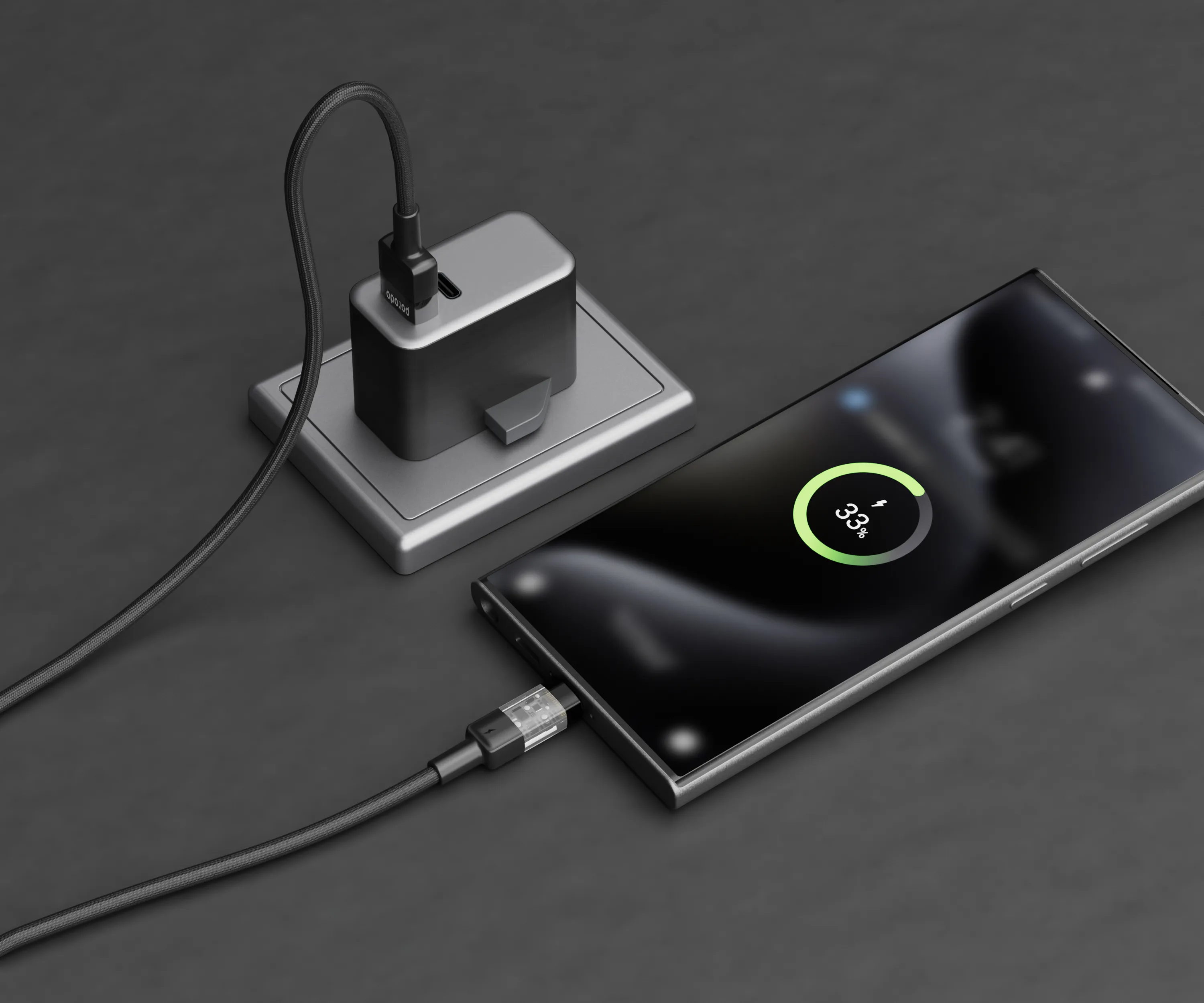 Porodo Braided USB-A to USB-C Cable 1.2m 3