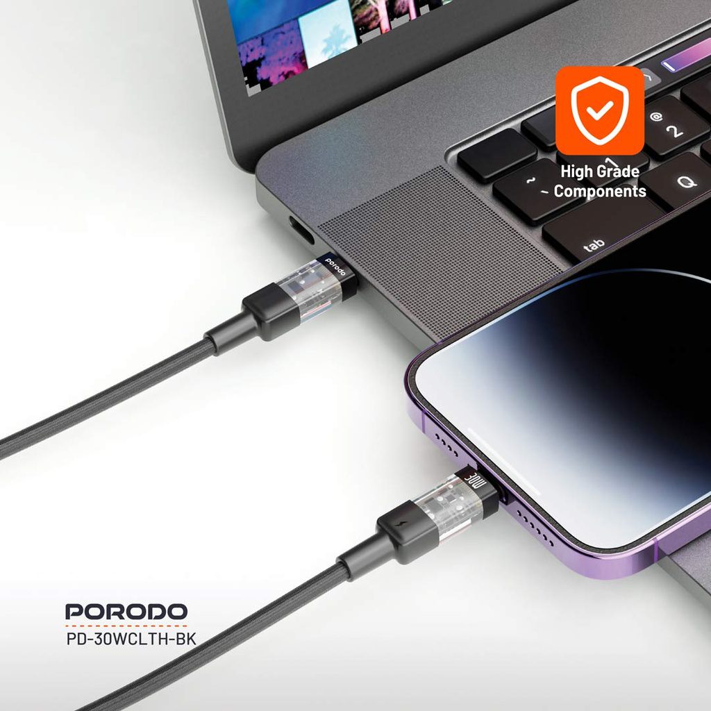 Porodo Braided USB-C to Lightning Cable 1.2m 4