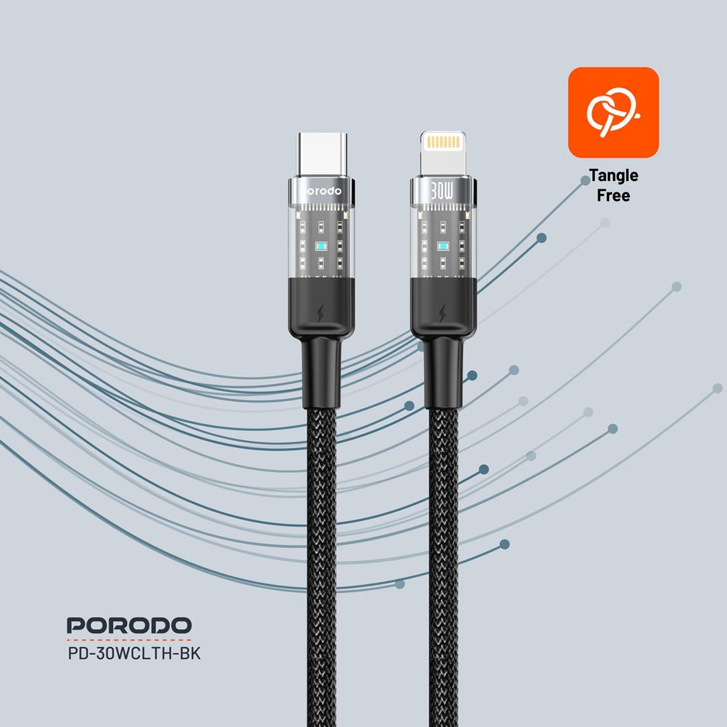 Porodo Braided USB-C to Lightning Cable 1.2m 5