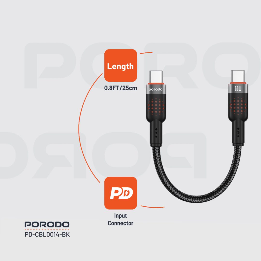 Porodo Braided Type-C to Type-C Cable 4