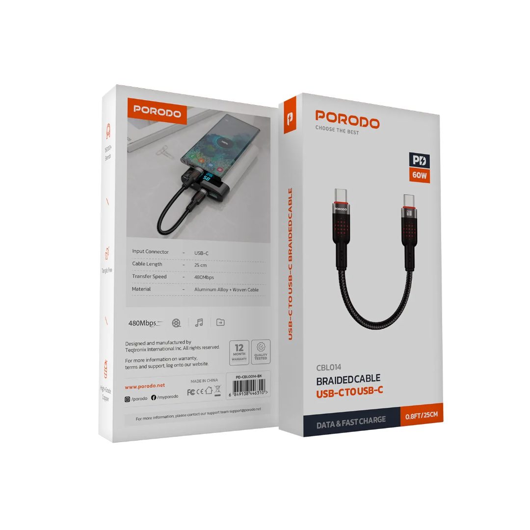 Porodo Braided Type-C to Type-C Cable 5