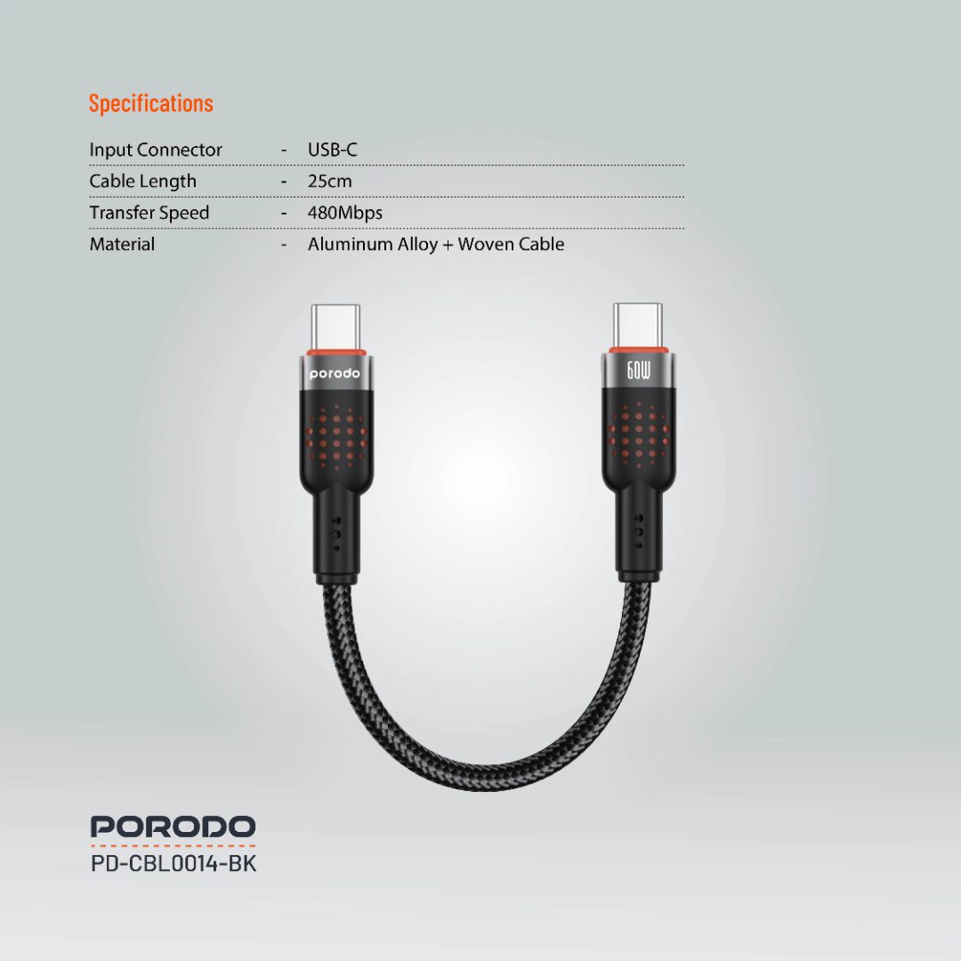 Porodo Braided Type-C to Type-C Cable 6
