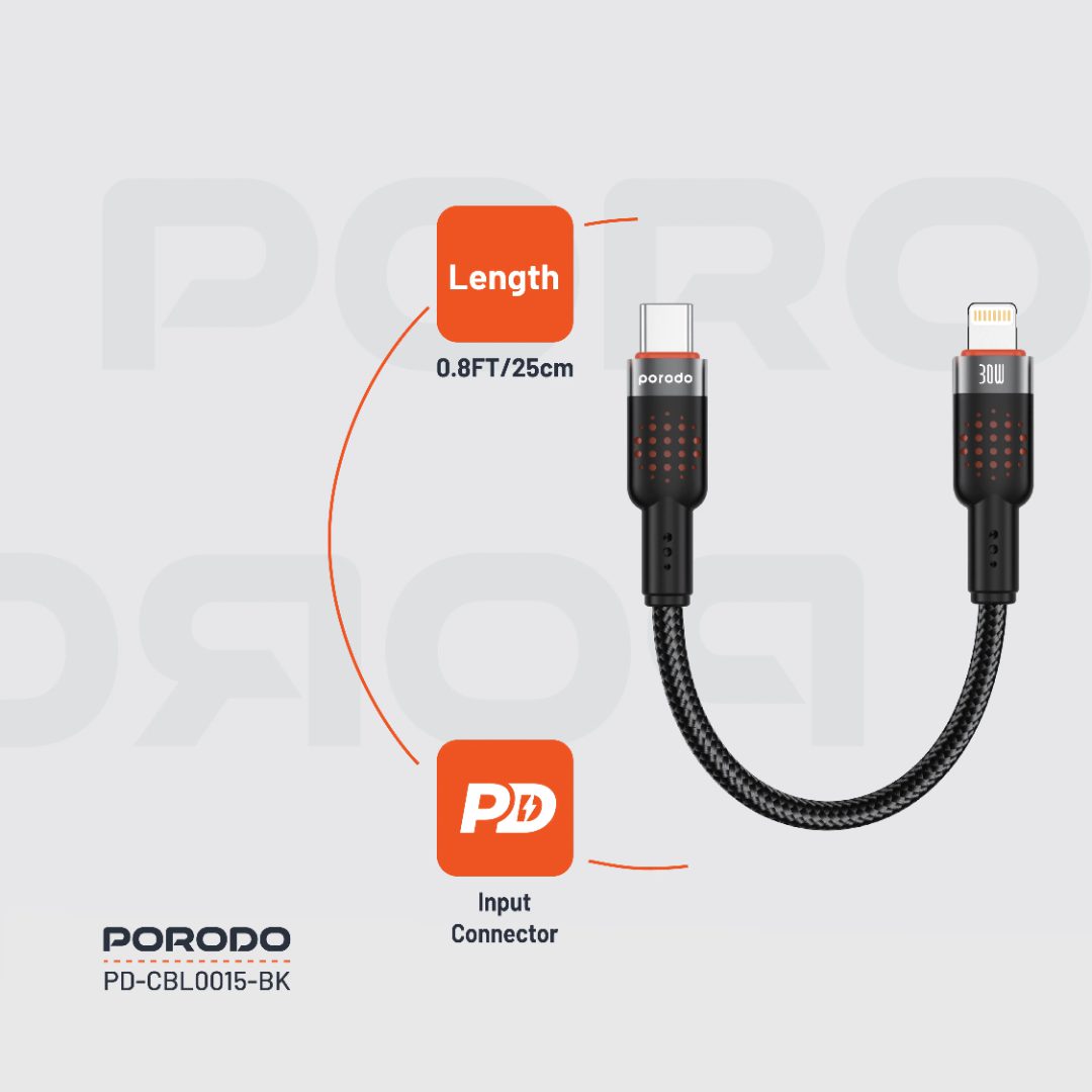 Porodo Braided Cable Type-C to Lightning 2