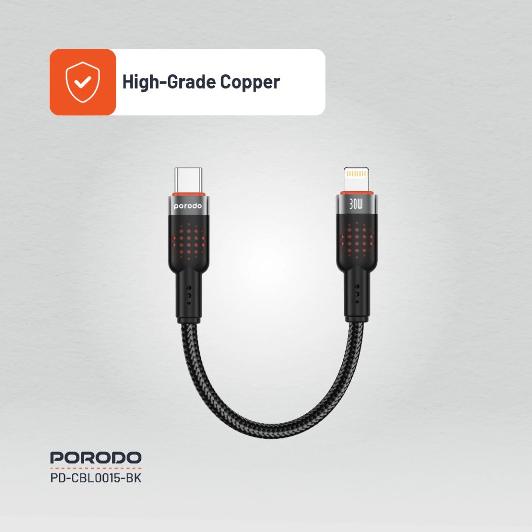 Porodo Braided Cable Type-C to Lightning 3