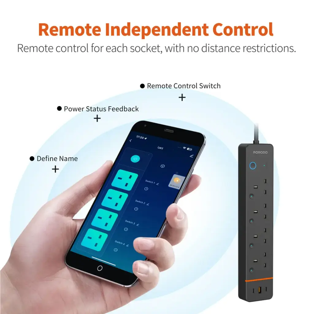 Porodo Chargelink Smart Power Strip 4AC & USB-C Ports 5