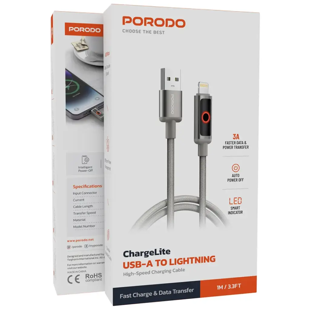 Porodo ChargeLite USB-A to Lightning Cable 3
