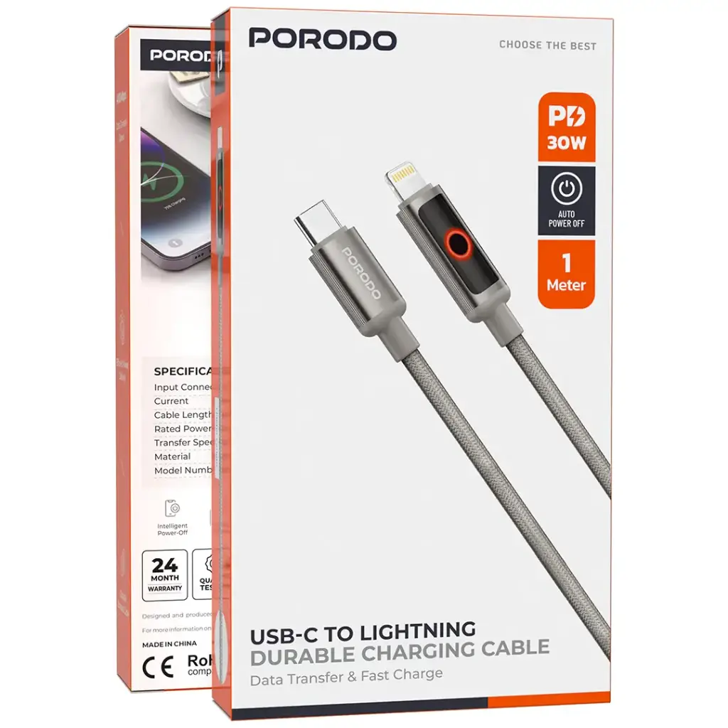 Porodo ChargeLite USB-C to Lightning Cable 3