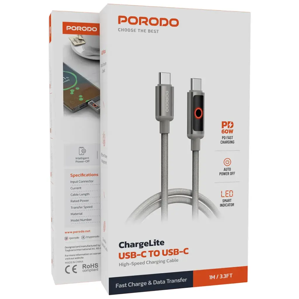 Porodo ChargeLite USB-C to USB-C Cable 3