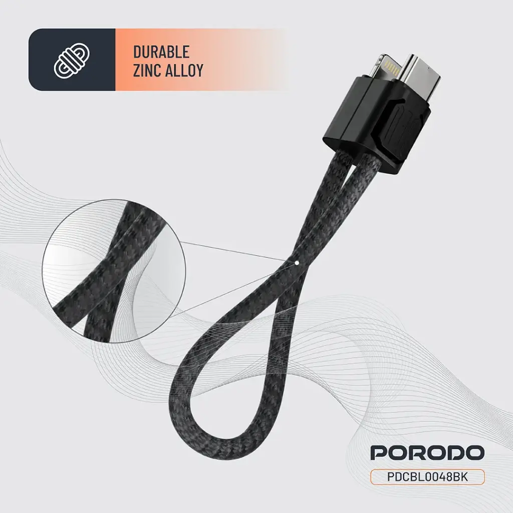 Porodo Chargeloop Keychain Data Cable USB-C to Lightning 4