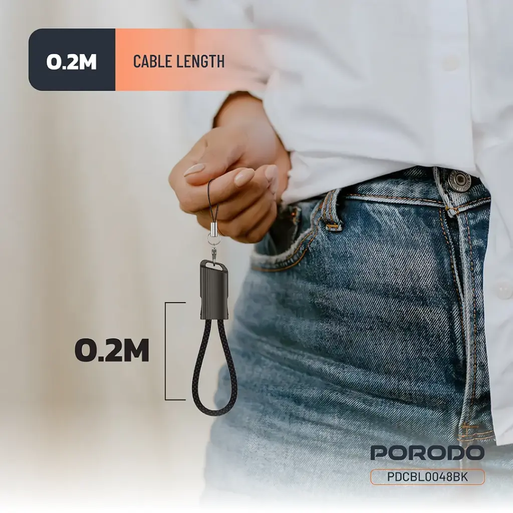 Porodo Chargeloop Keychain Data Cable USB-C to Lightning 5