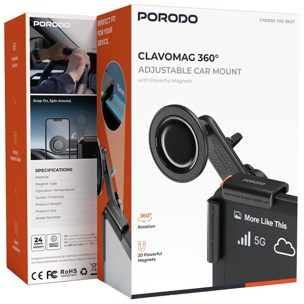 Porodo Clavomag 360° Adjustable Car Mount 4