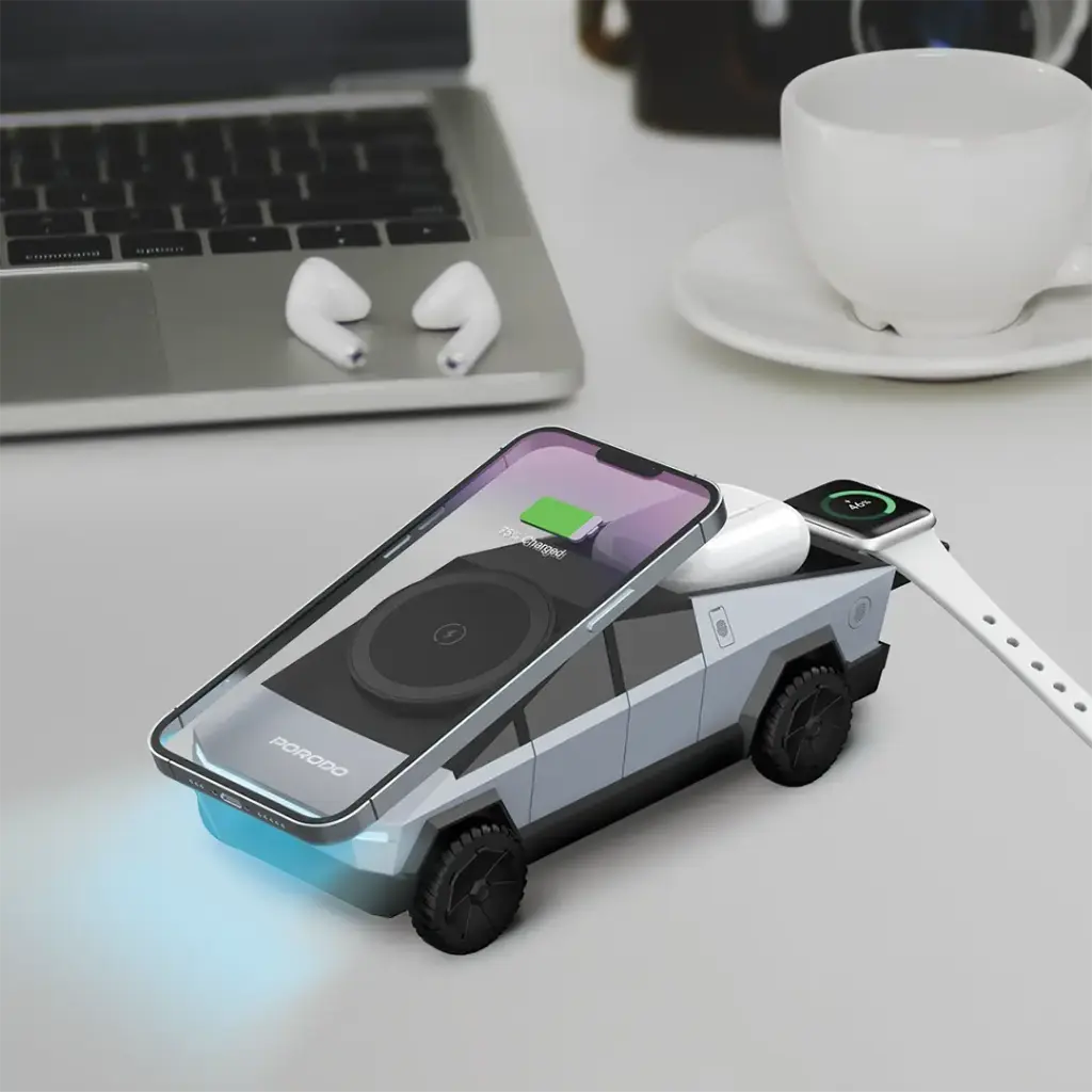 Porodo Cyber Dock Wireless Charger with Rotating Stand 2