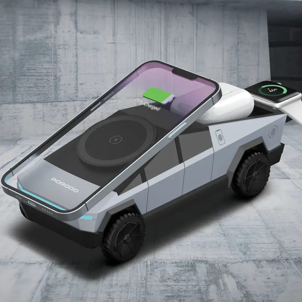 Porodo Cyber Dock Wireless Charger with Rotating Stand 3