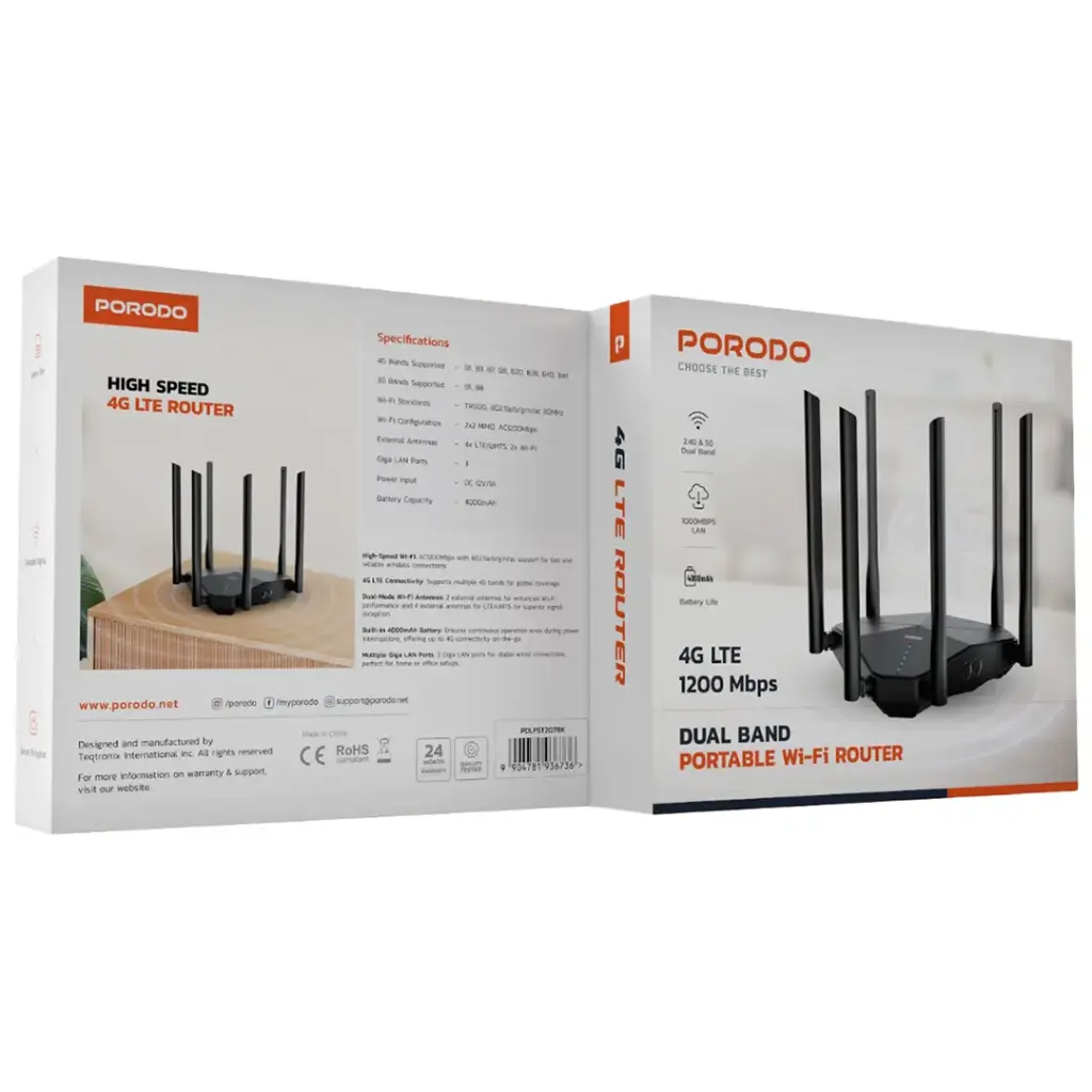 Porodo Dual Band Portable Wi-Fi Router 4