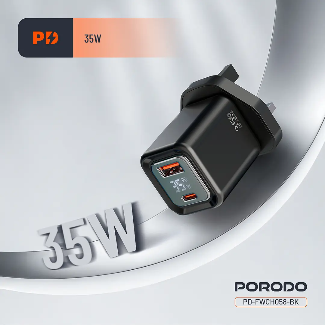 Porodo Dual-Port | Digital Display Quick Charger 2