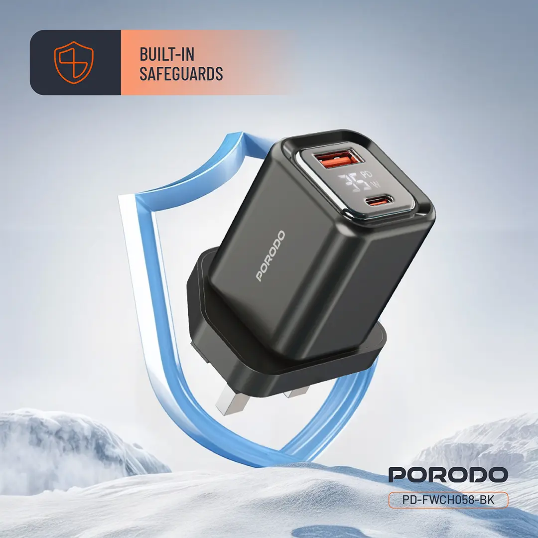 Porodo Dual-Port | Digital Display Quick Charger 3