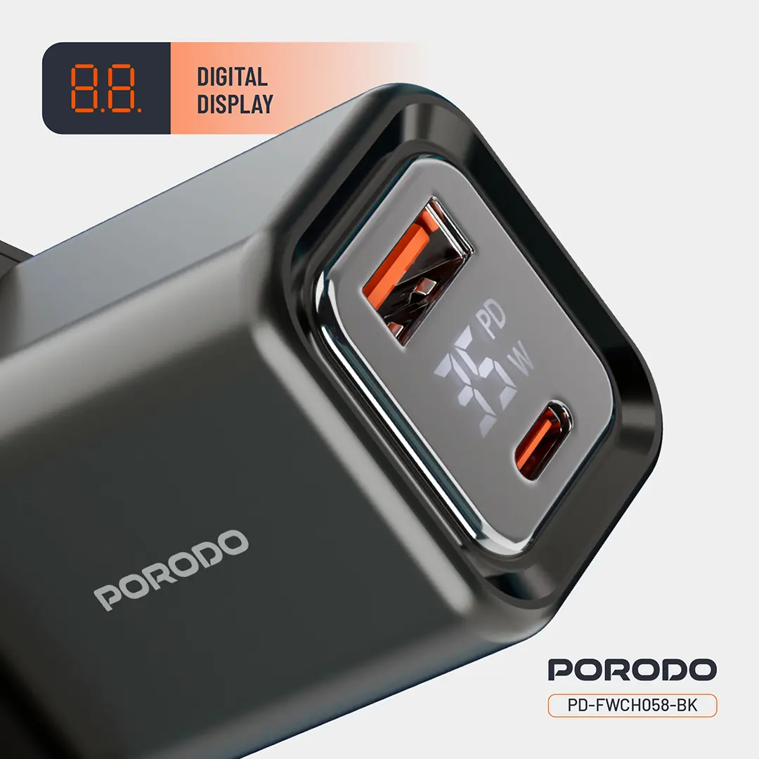 Porodo Dual-Port | Digital Display Quick Charger 4