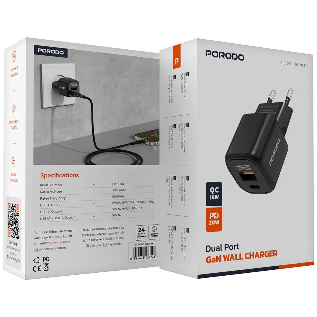 Porodo Dual Port Wall Charger 2
