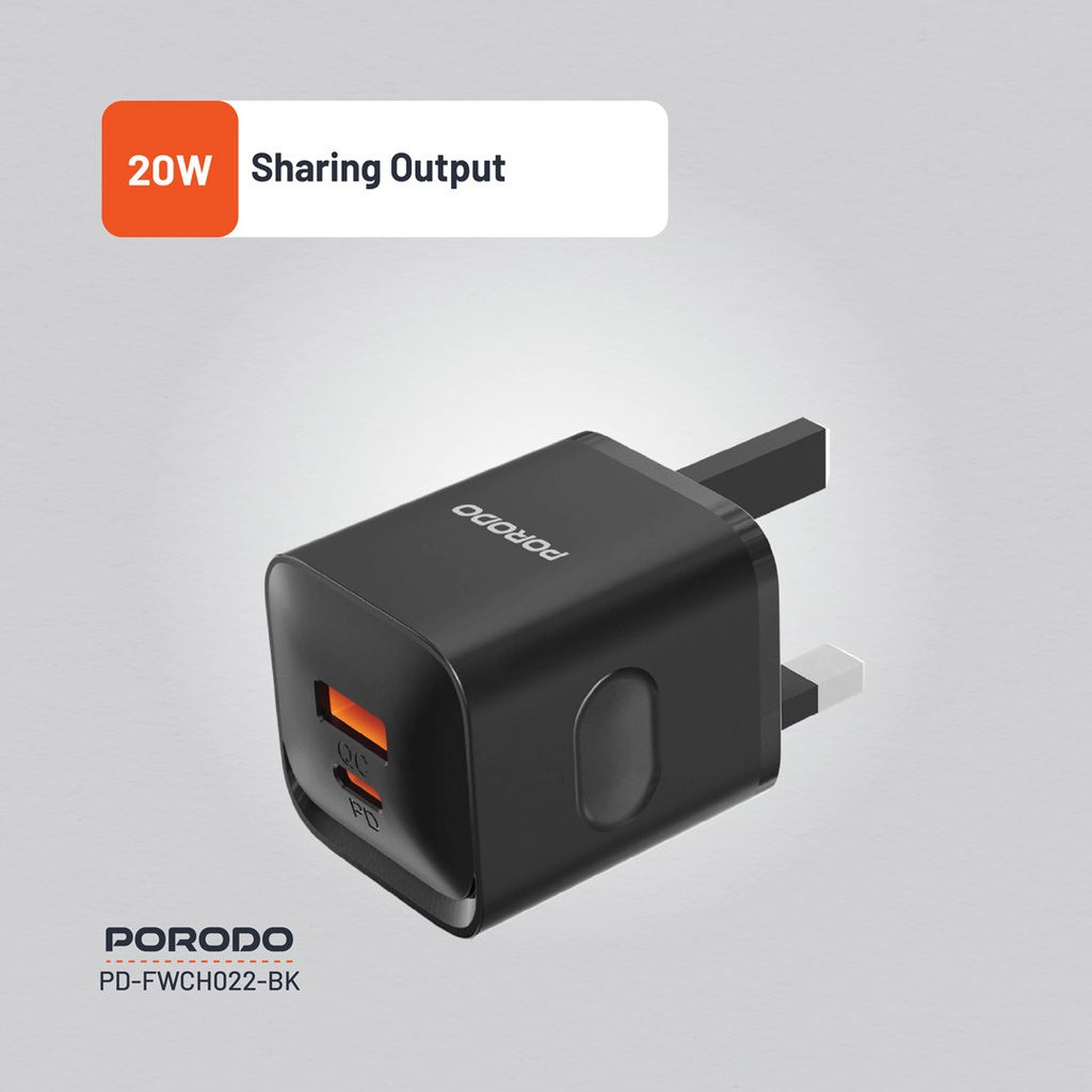Porodo Dual port Wall Charger UK 2