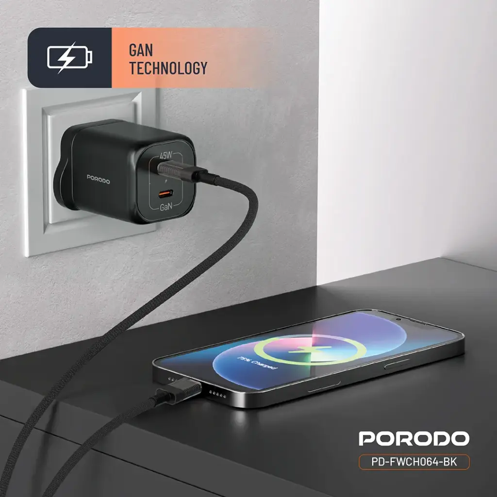 Porodo Dual USB-C Quick Charger 2