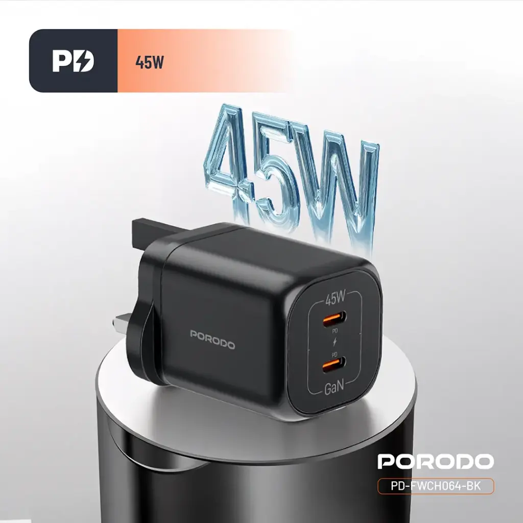 Porodo Dual USB-C Quick Charger 4