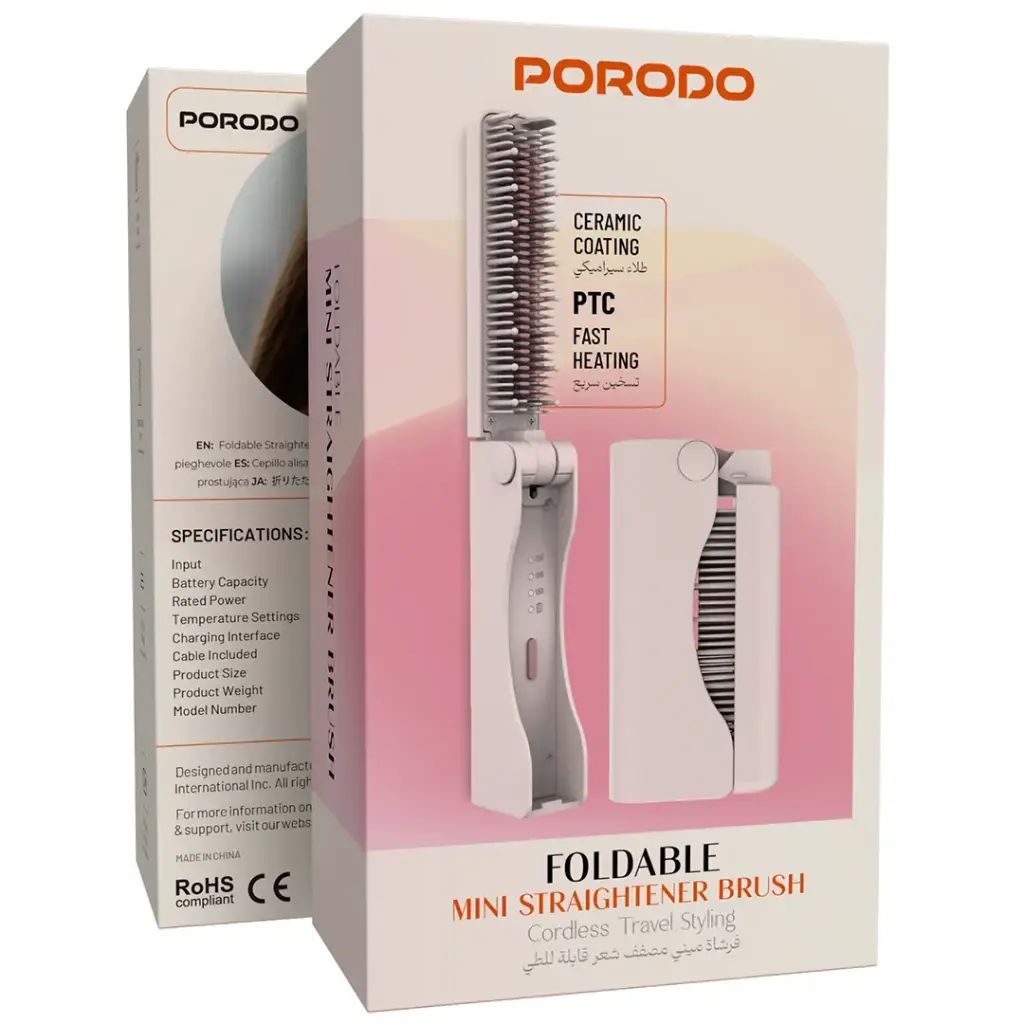 Porodo Foldable Mini Straightener Brush 4