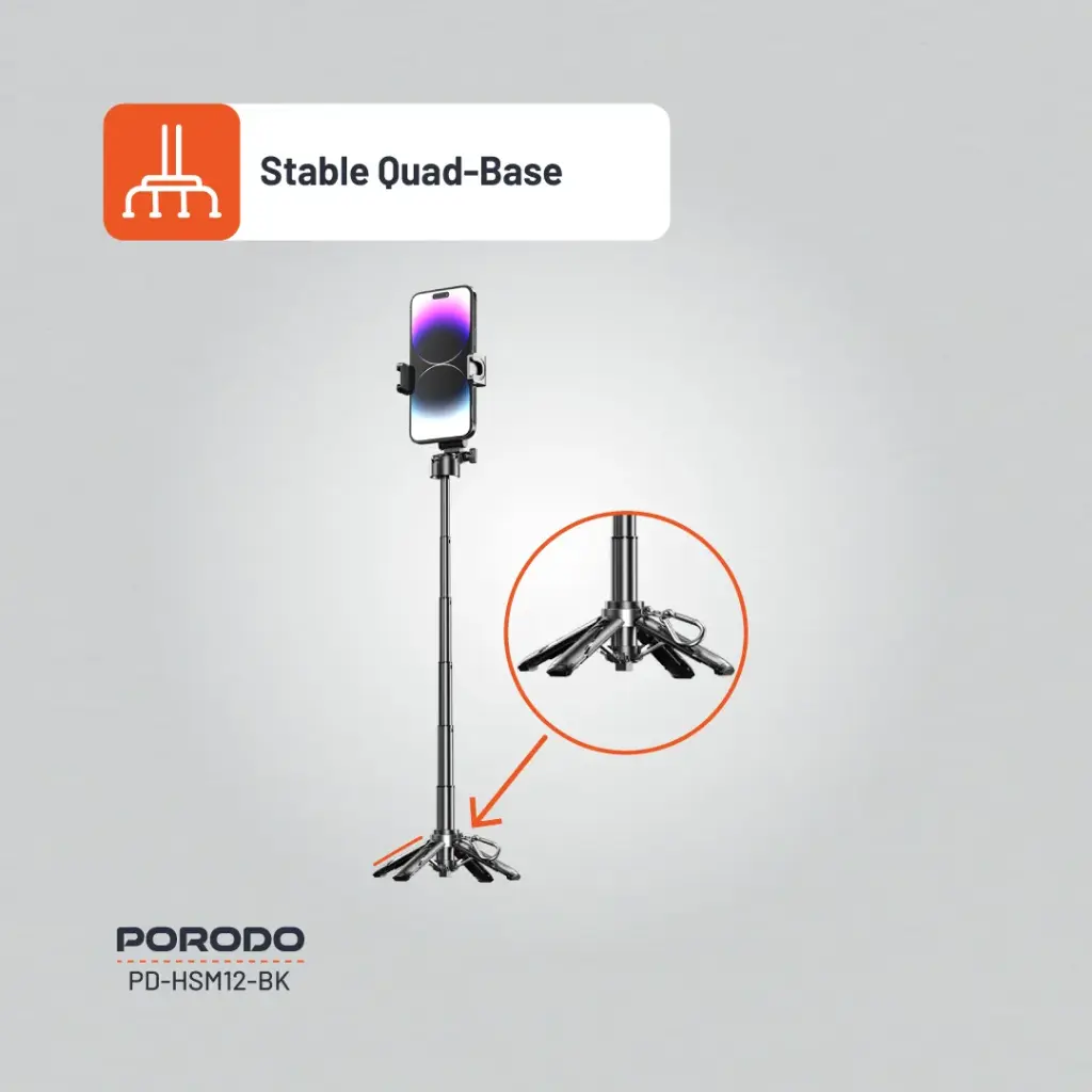 Porodo Foldable Selfie Stick with Extendable Tripod 3