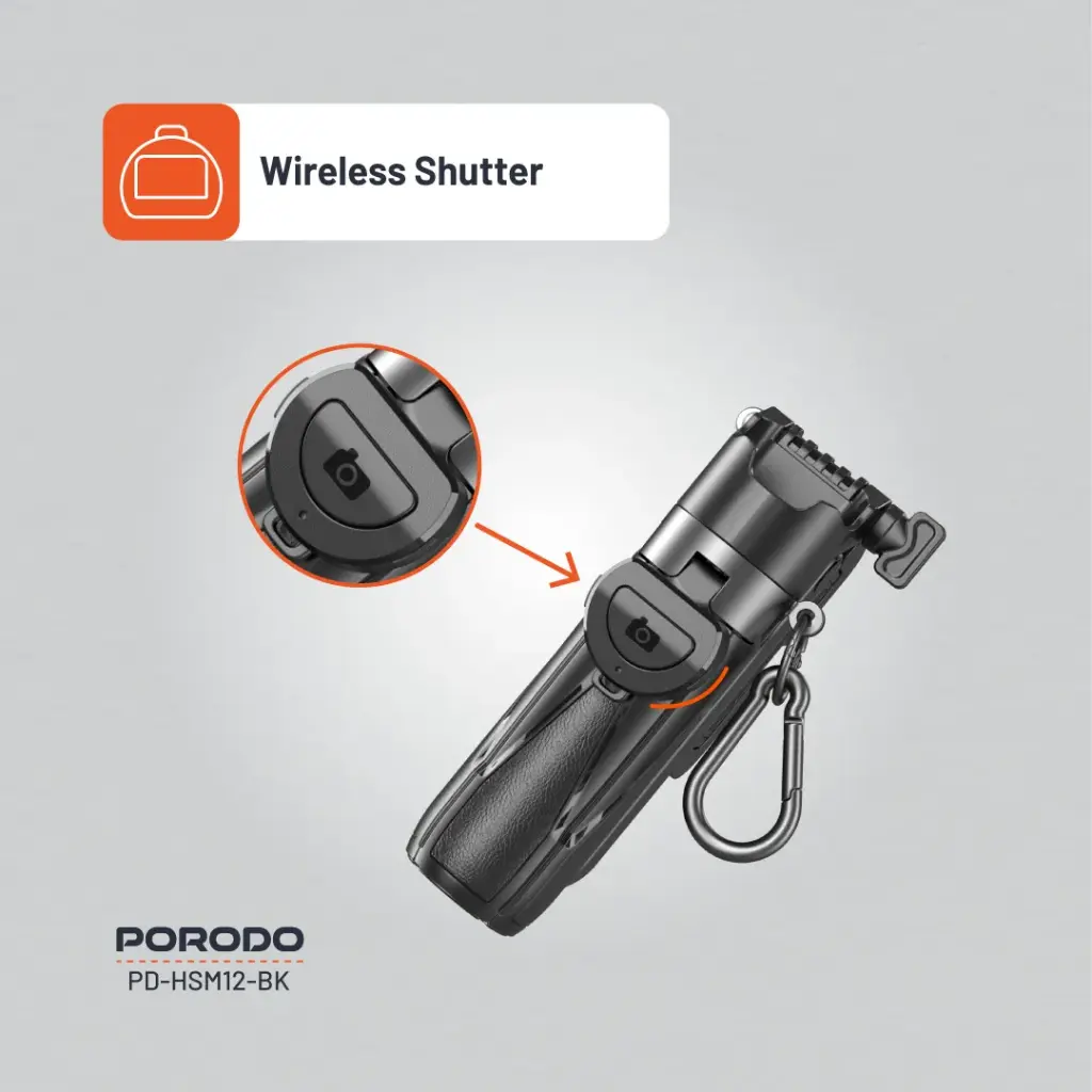 Porodo Foldable Selfie Stick with Extendable Tripod 6