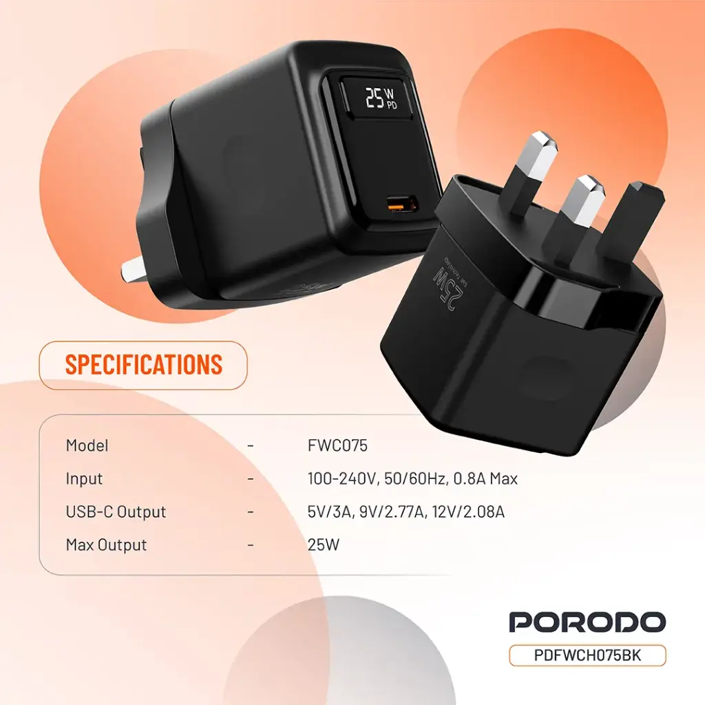 Porodo GaN 25W USB-C Wall Charger 7