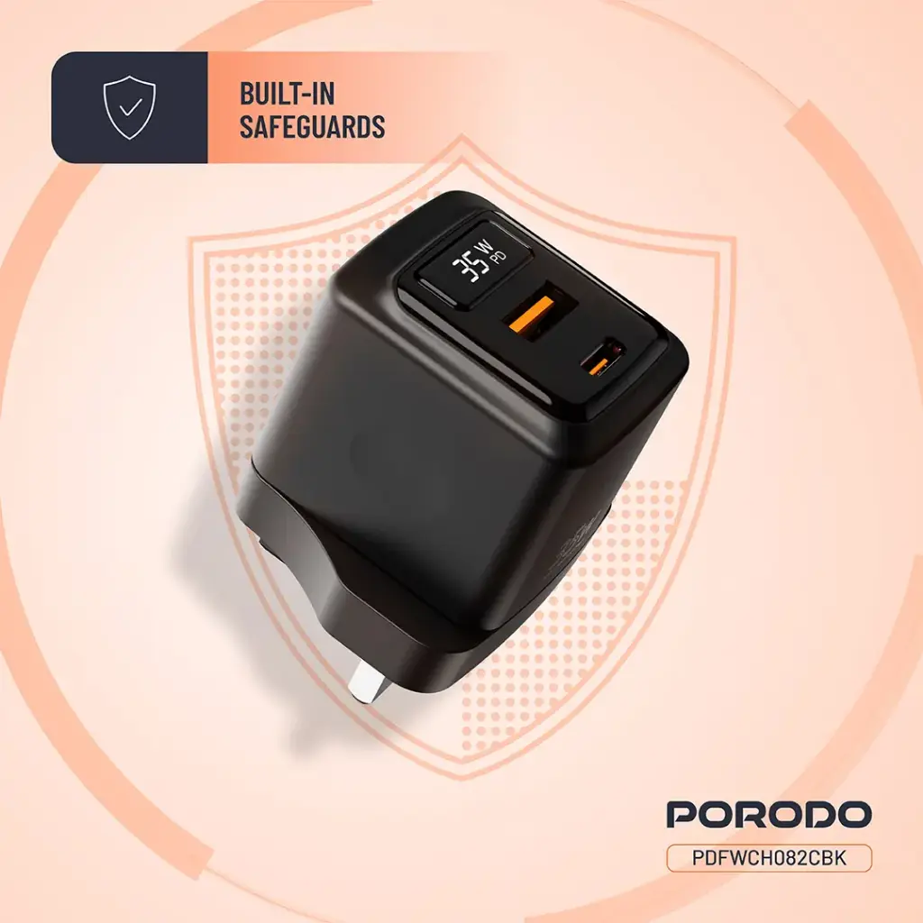 Porodo GaN 35W Dual Port Wall Charger with Type-C To Type-C Cable 4