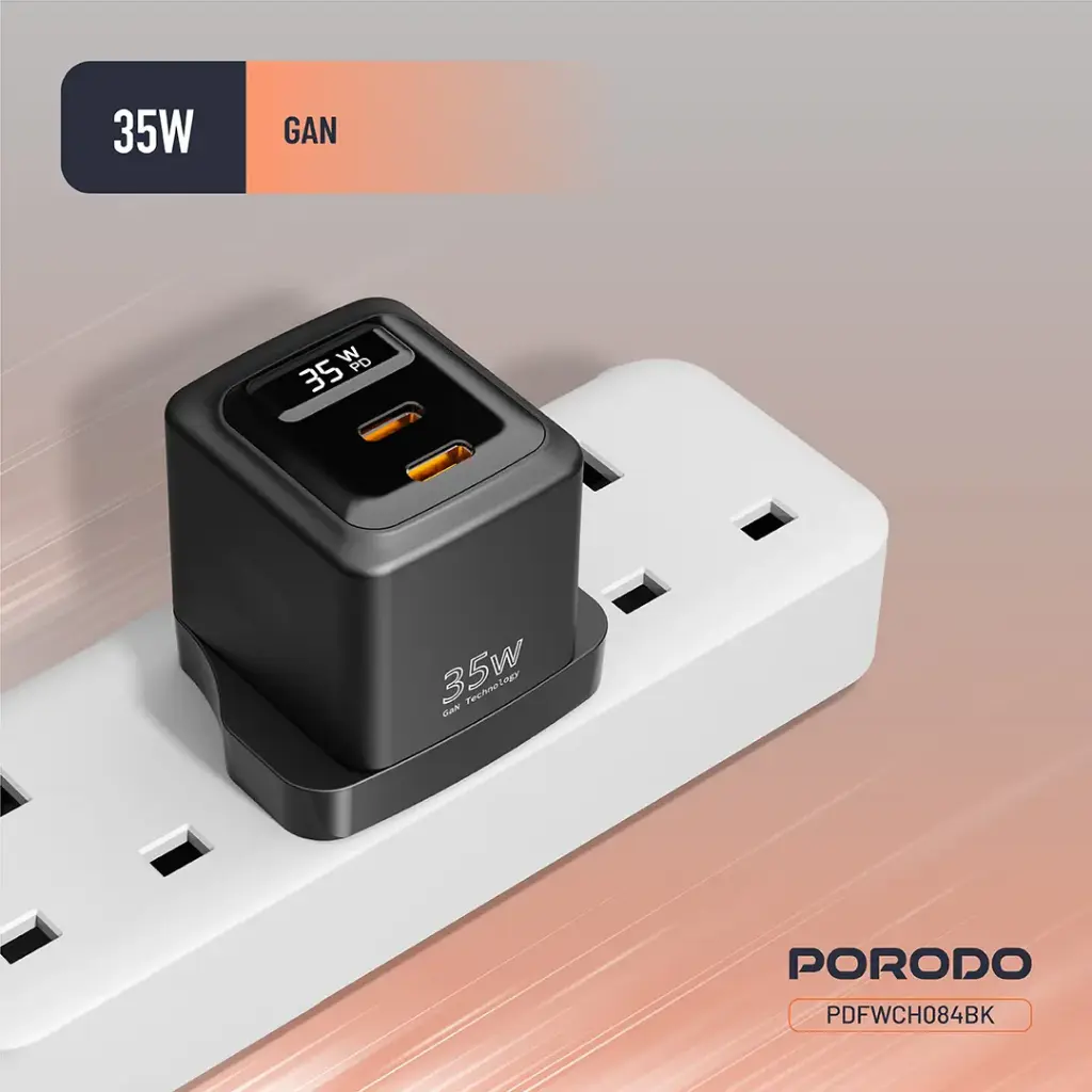 Porodo GaN 35W Dual USB-C Wall Charger with Power Display 3