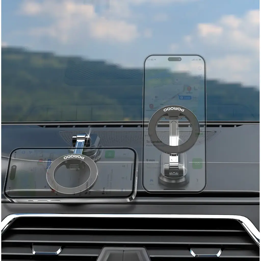 Porodo GripFold MagSafe Rotatable Car Mount 360° Full Rotation 3