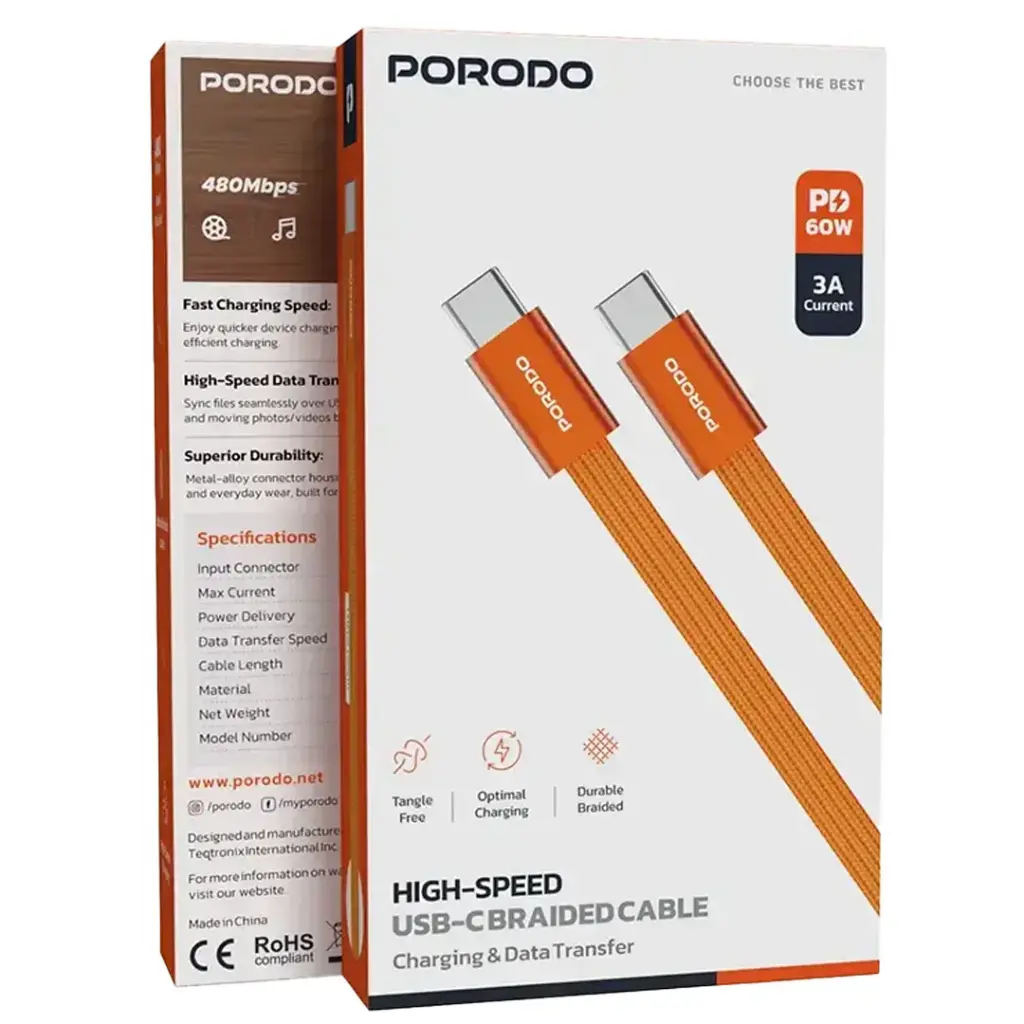 Porodo High-Speed USB-C Braided Cable 3