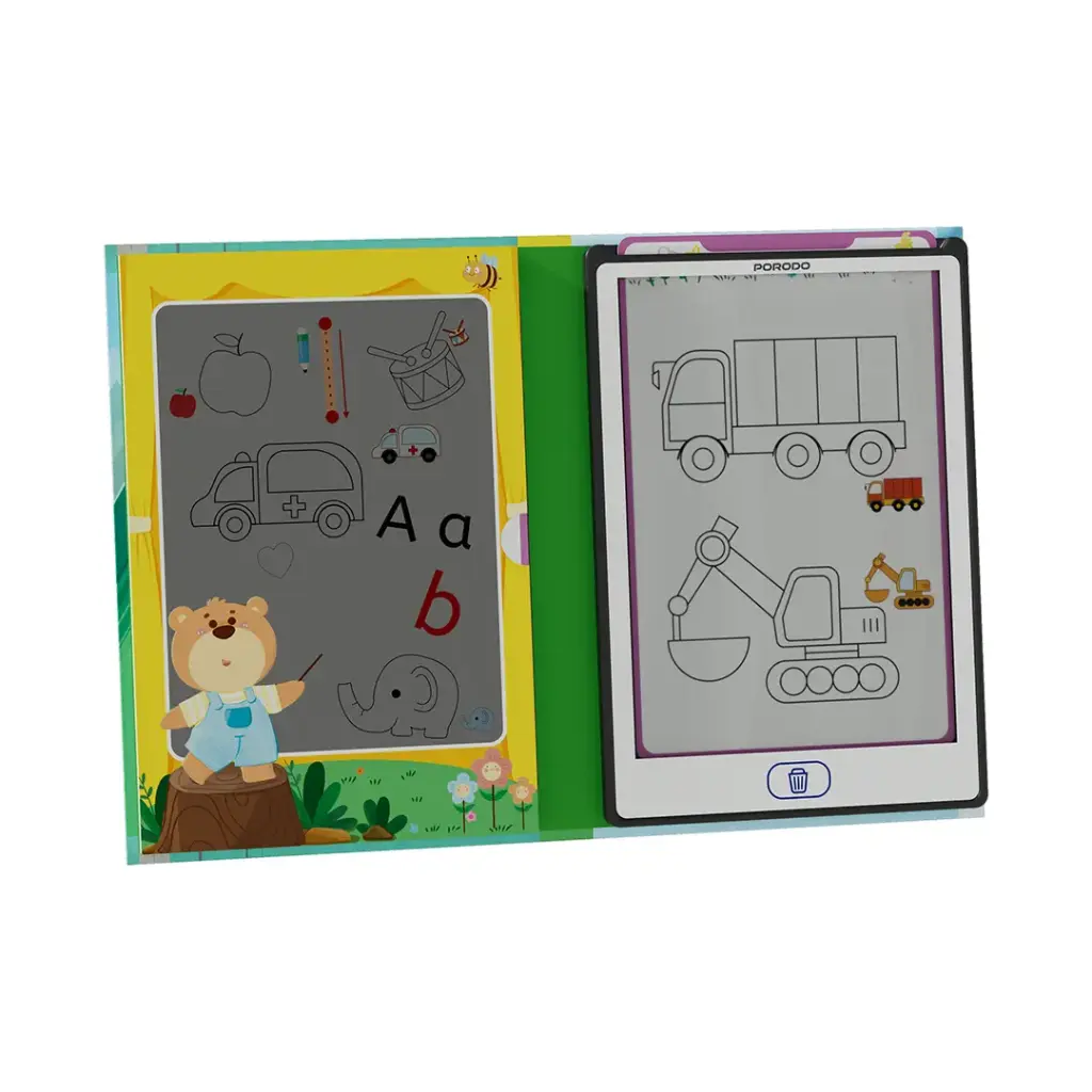 Porodo Kids Drawing Pad with Tracing Cards & Stylus 3