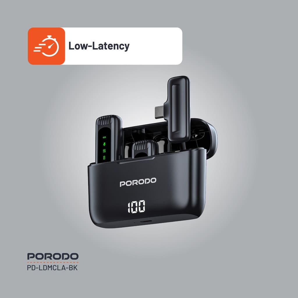 Porodo Lavalier Double Microphone with Charging Case 3