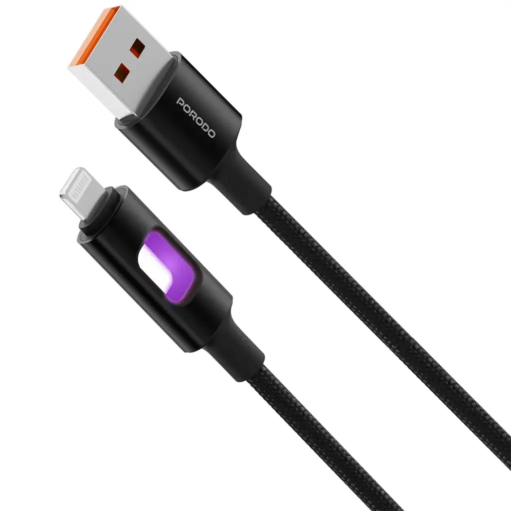 Porodo LED Braided USB-A to Lightning Cable 2